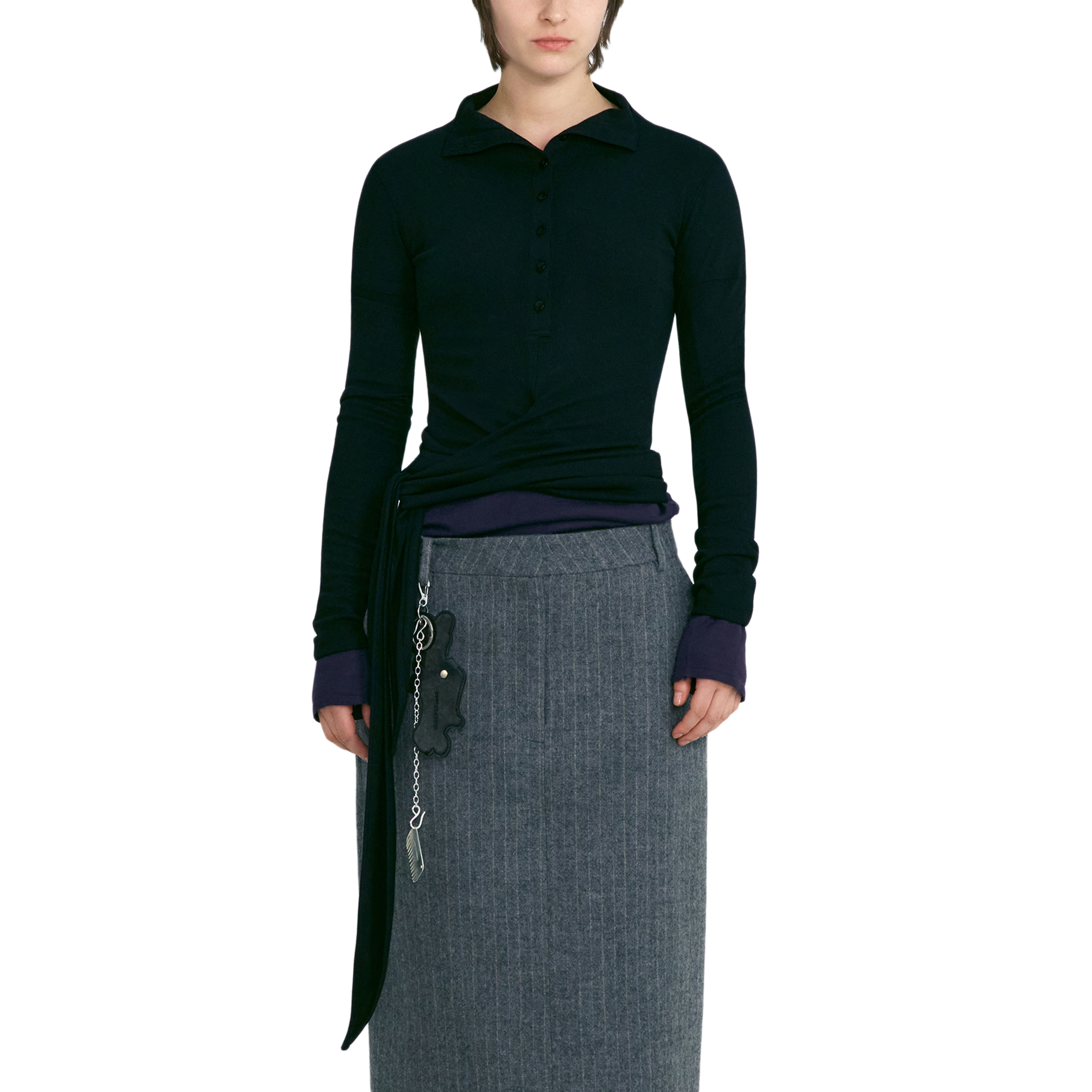 Low Classic Women's Button Up Wrap T-Shirt Black