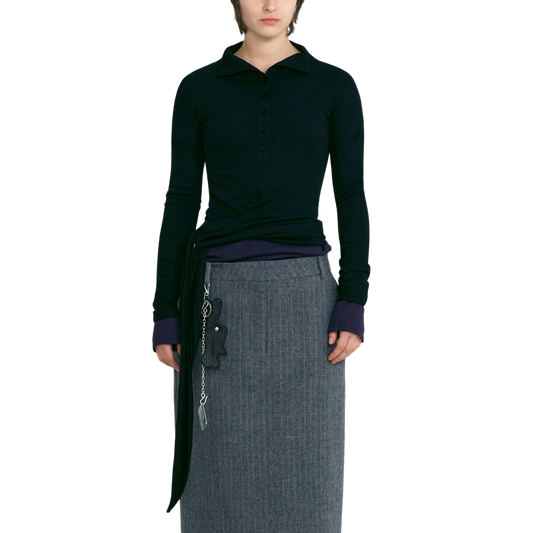 Low Classic Women's Button Up Wrap T-Shirt Black