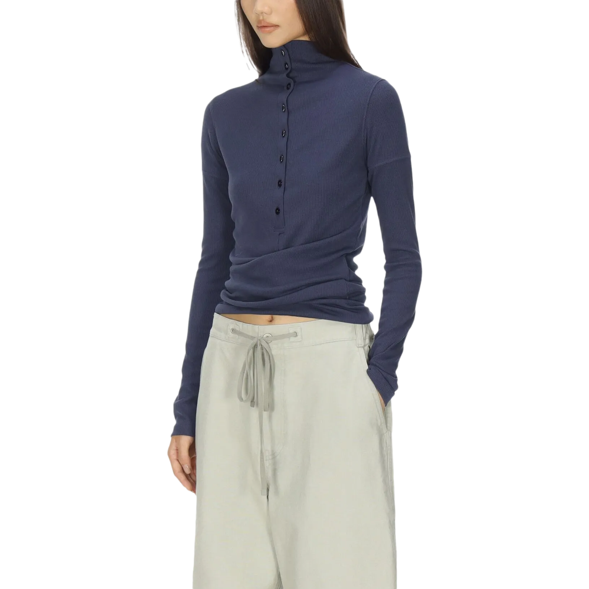 Low Classic Women's Button Up Wrap T-Shirt Blue