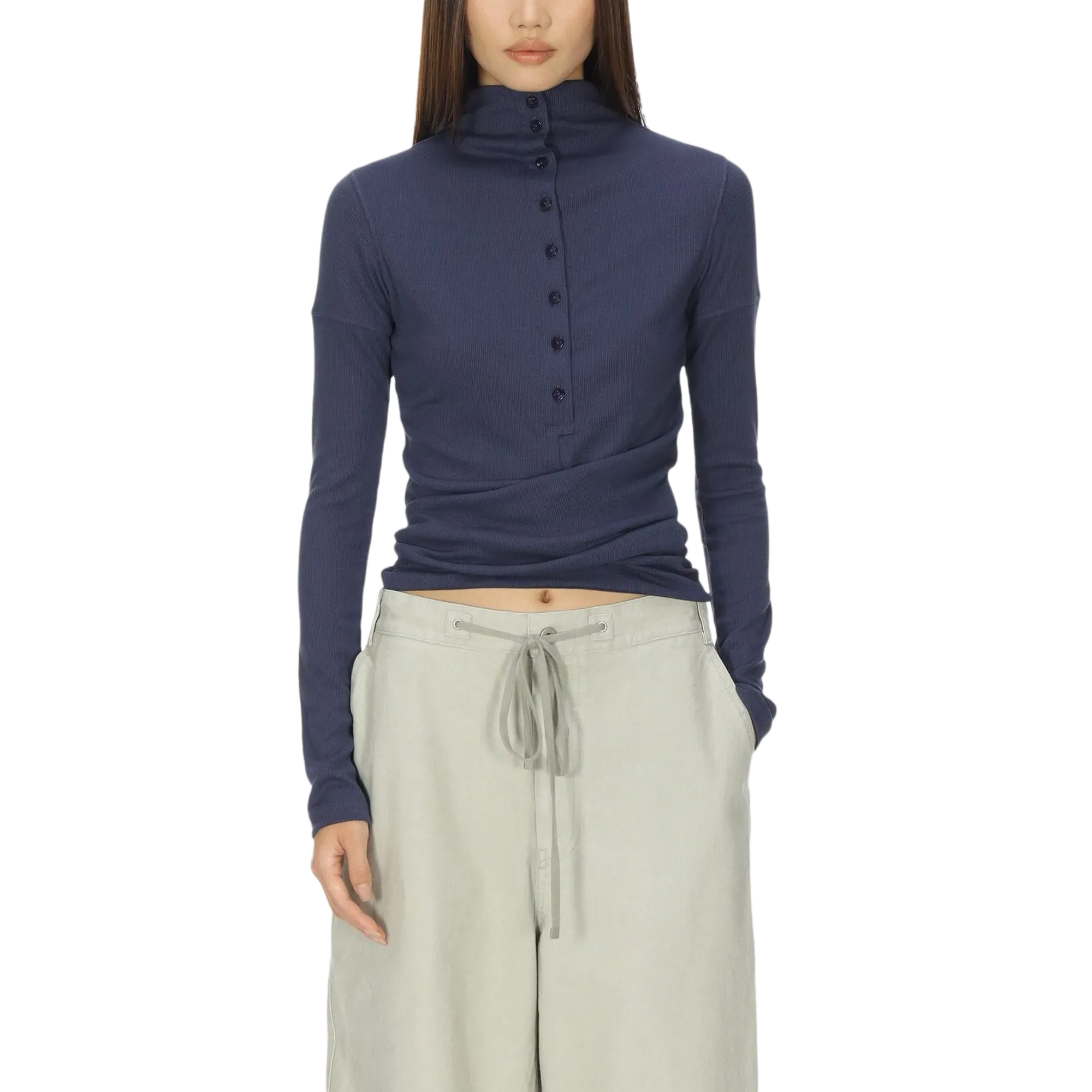 Low Classic Women's Button Up Wrap T-Shirt Blue