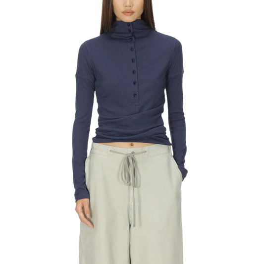 Low Classic Women's Button Up Wrap T-Shirt Blue