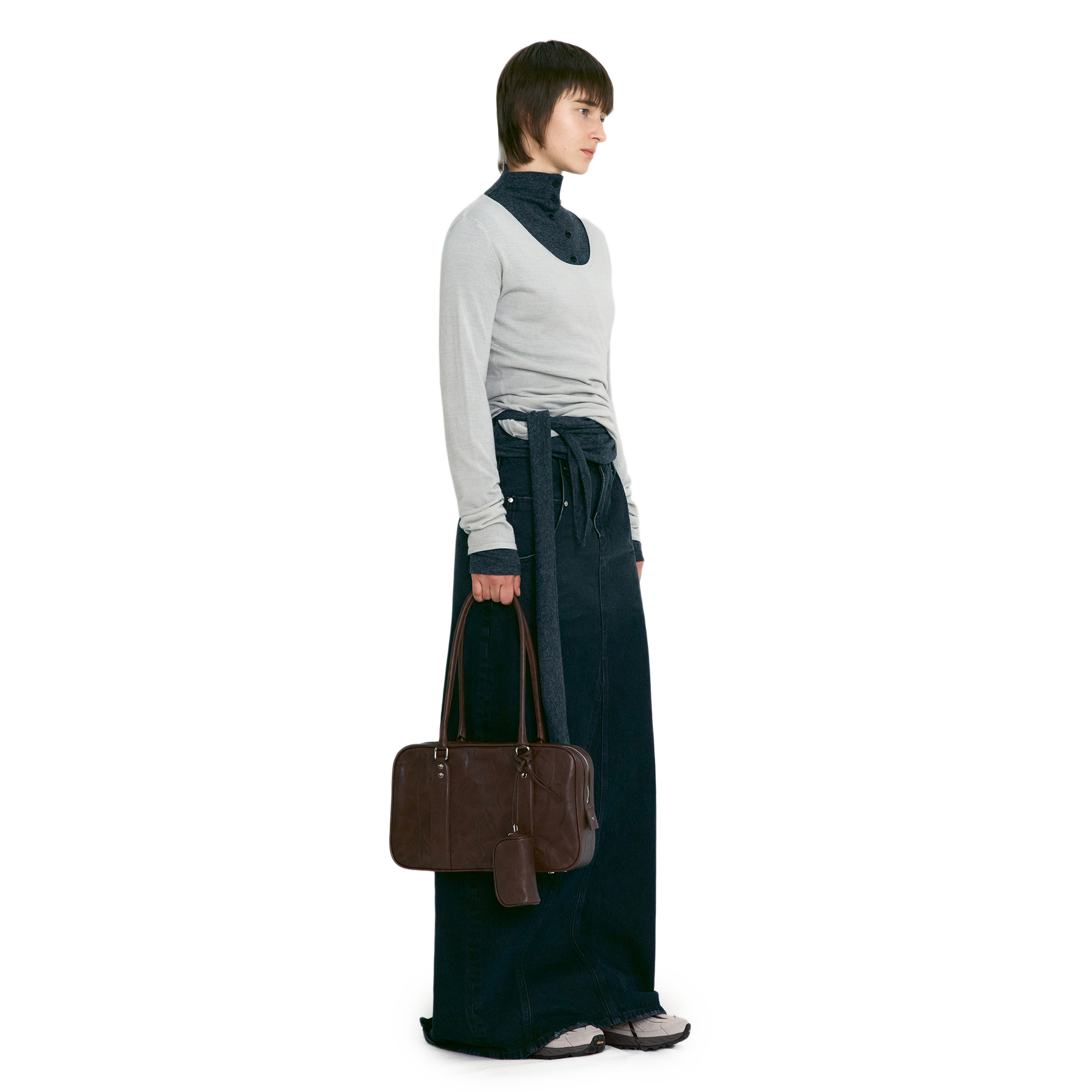 Low Classic Women's Button Up Wrap T-Shirt Melange Grey