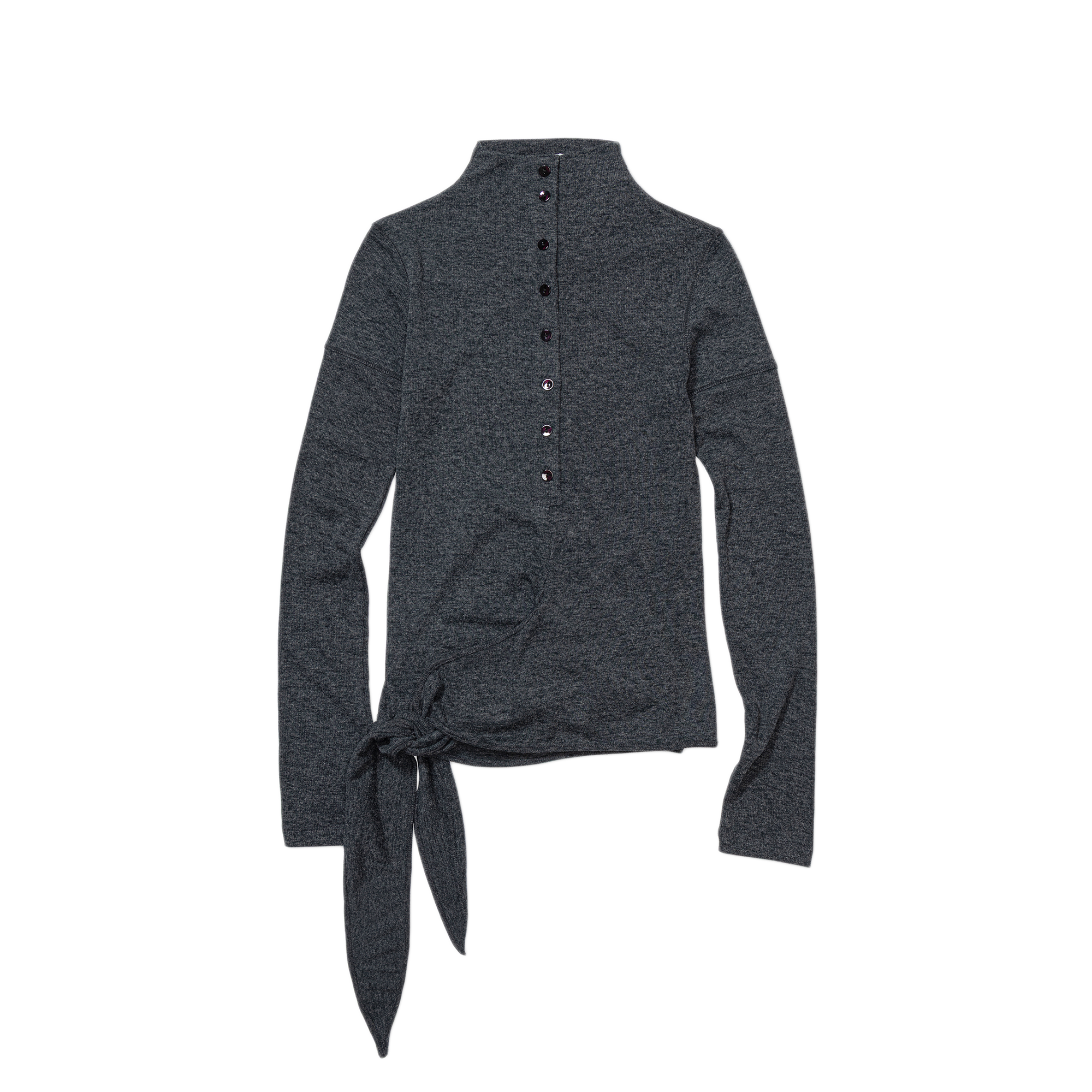 Low Classic Women's Button Up Wrap T-Shirt Melange Grey