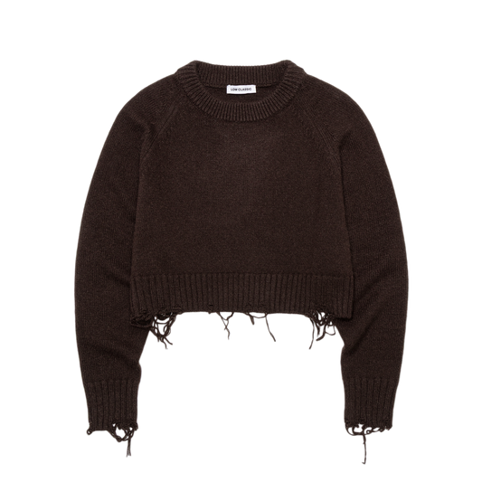 Low Classic Women's Damaged Cropped Pullover Brown