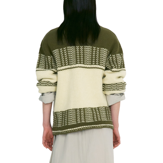 Low Classic Women's Jacquard Knit Sweater Khaki