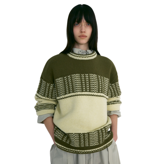 Low Classic Women's Jacquard Knit Sweater Khaki