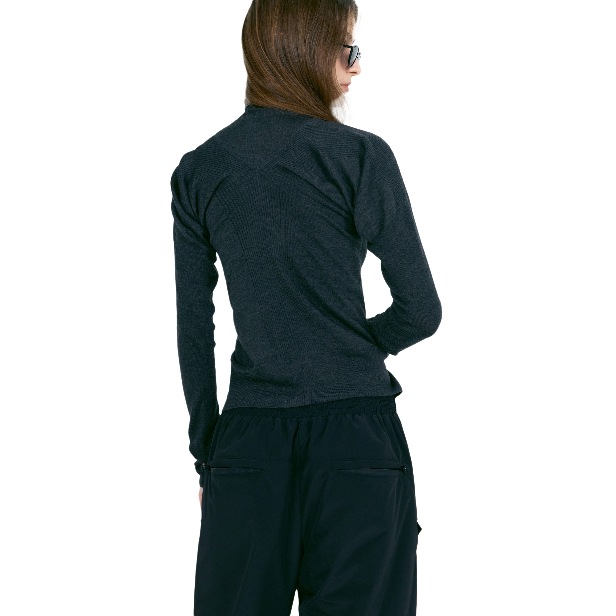 Low Classic Women's Layered Fitted Knit Cardigan Charcoal