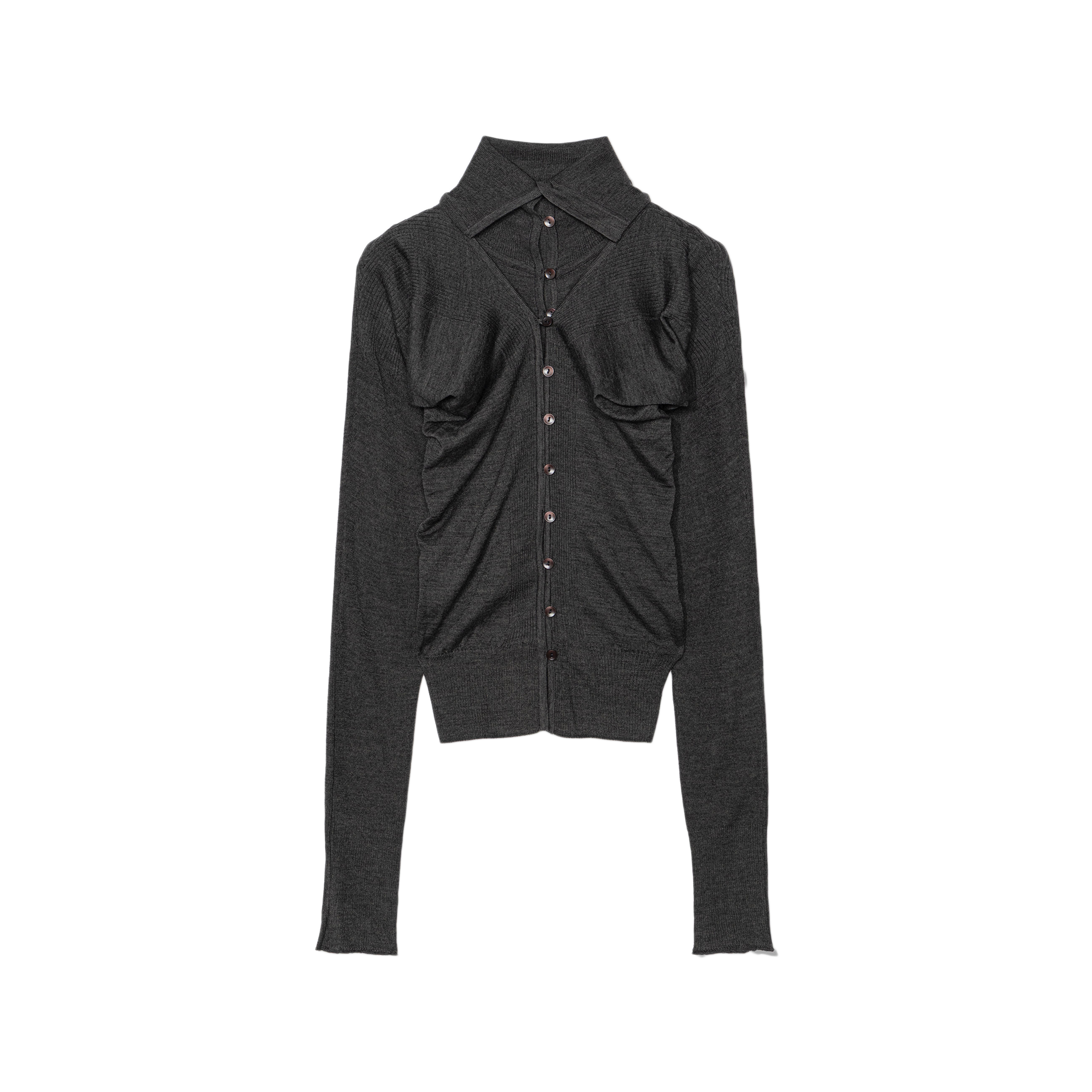 Low Classic Women's Layered Fitted Knit Cardigan Charcoal