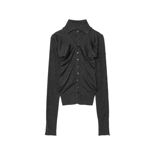 Low Classic Women's Layered Fitted Knit Cardigan Charcoal