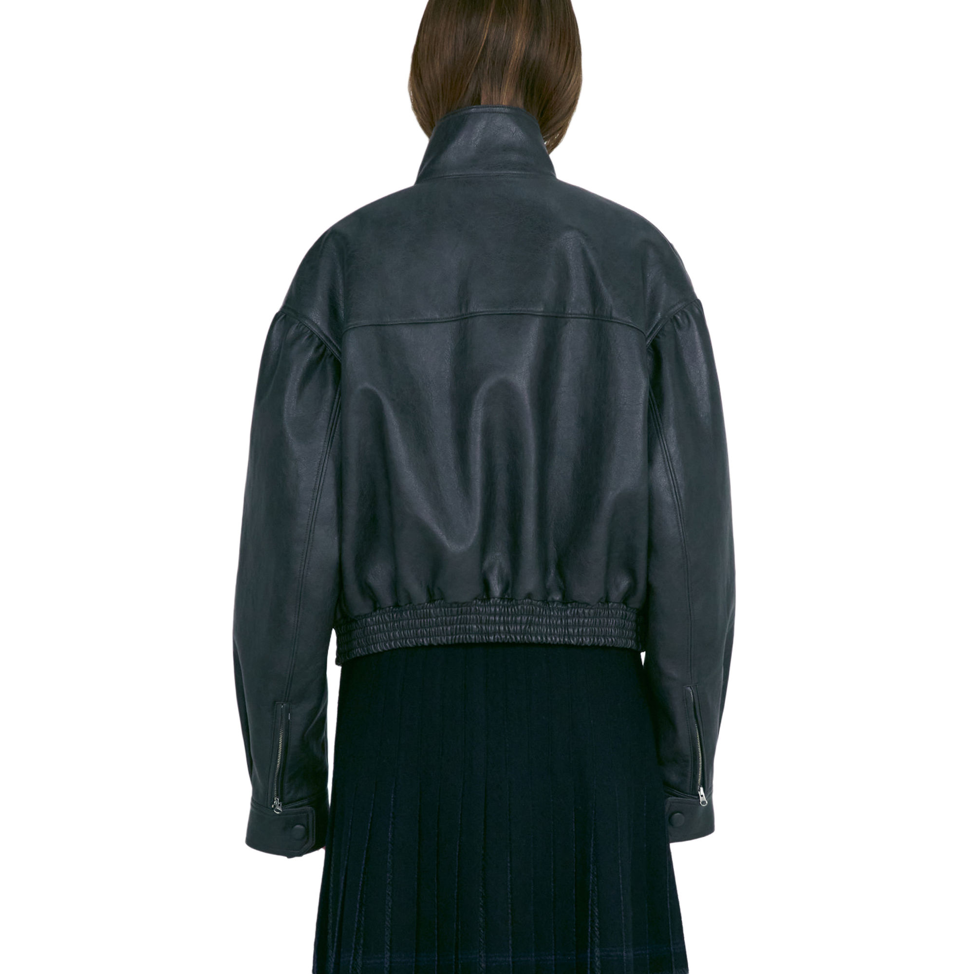 Low Classic Women's Leather Short Jacket Charcoal