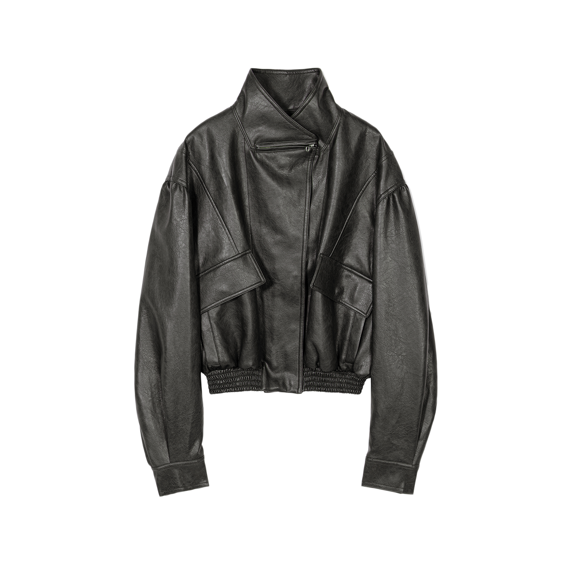 Low Classic Women's Leather Short Jacket Charcoal