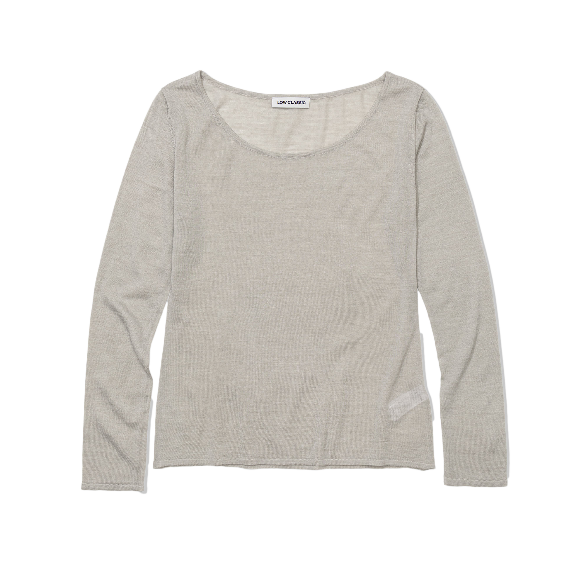 Low Classic Women's U Neck Knitted Top Light Grey