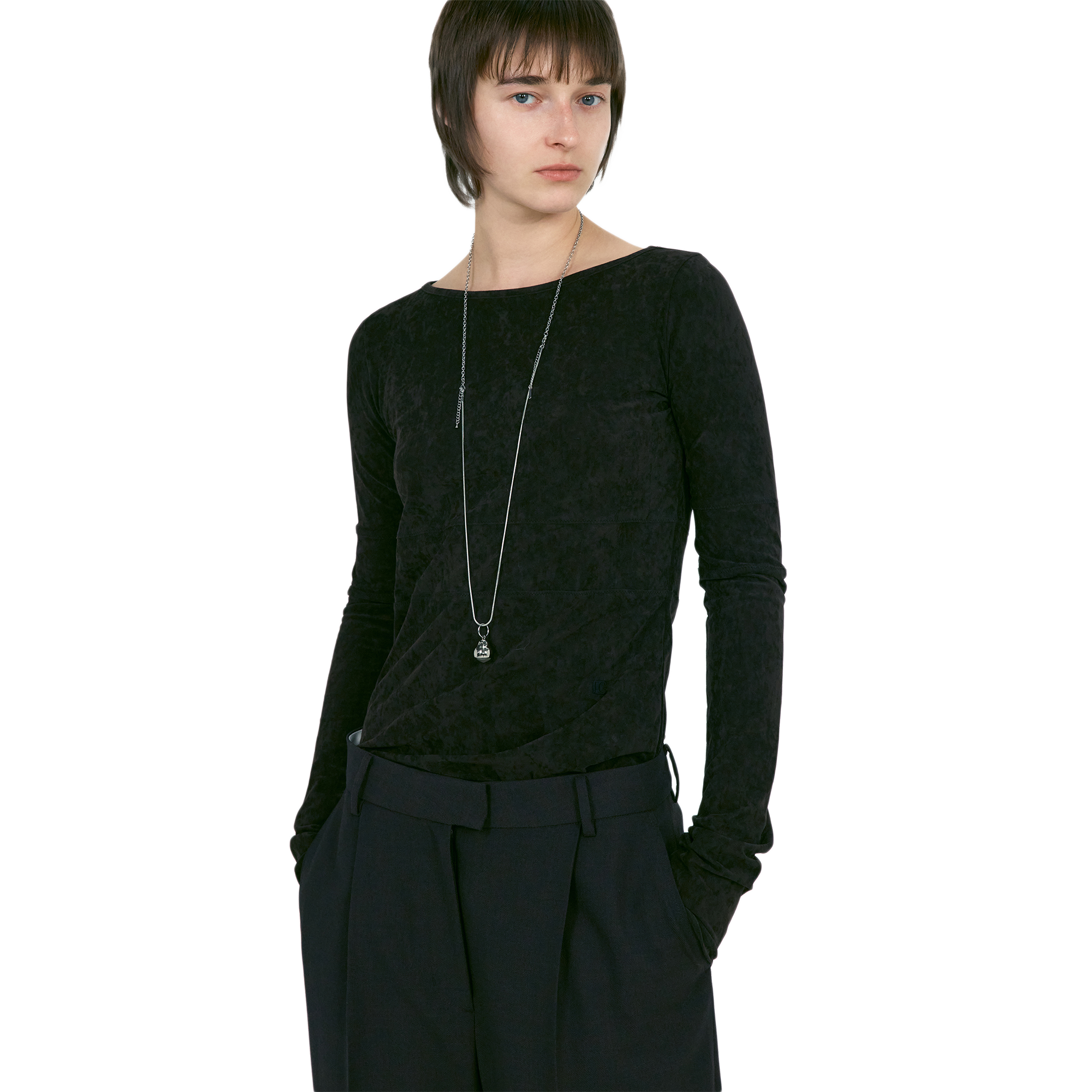 Low Classic Women's Velvet Corset Point Sleeve Top Dark Brown