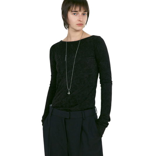 Low Classic Women's Velvet Corset Point Sleeve Top Dark Brown