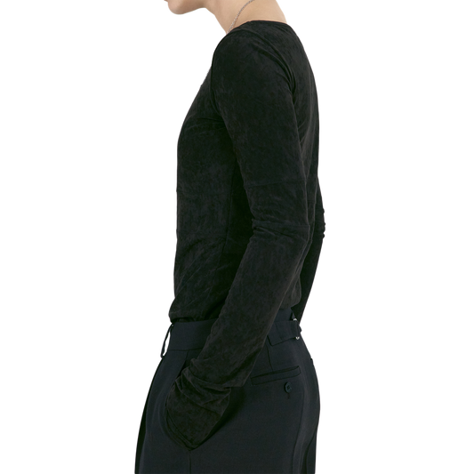 Low Classic Women's Velvet Corset Point Sleeve Top Dark Brown