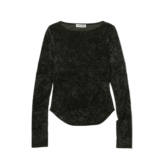 Low Classic Women's Velvet Corset Point Sleeve Top Dark Brown