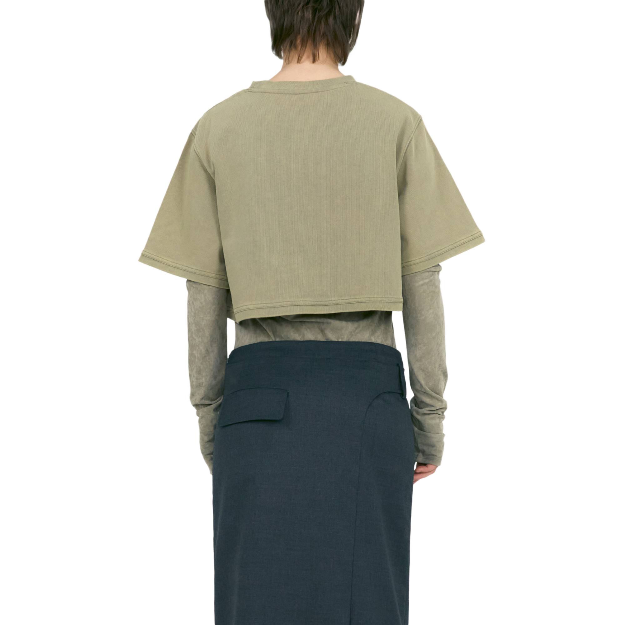 Low Classic Women's Velvet Corset Point Sleeve Top Khaki