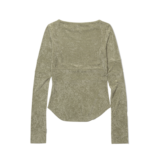 Low Classic Women's Velvet Corset Point Sleeve Top Khaki