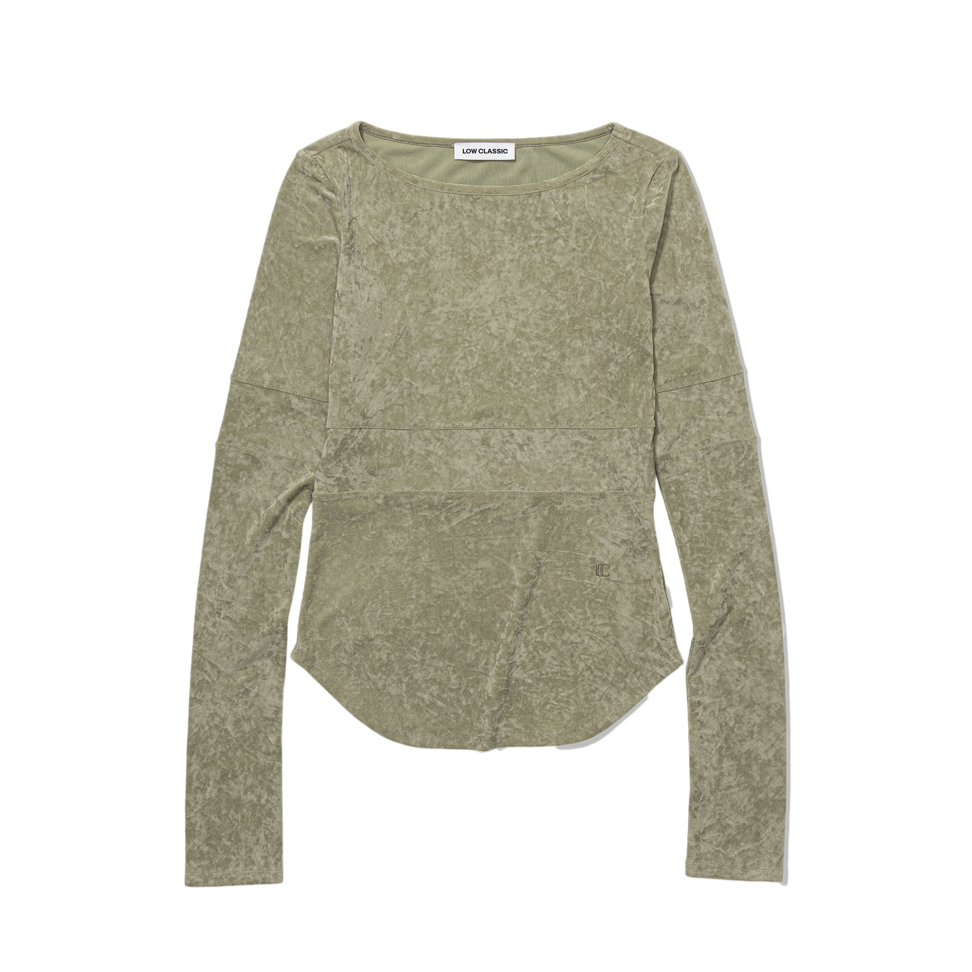 Low Classic Women's Velvet Corset Point Sleeve Top Khaki