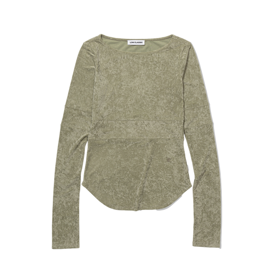 Low Classic Women's Velvet Corset Point Sleeve Top Khaki