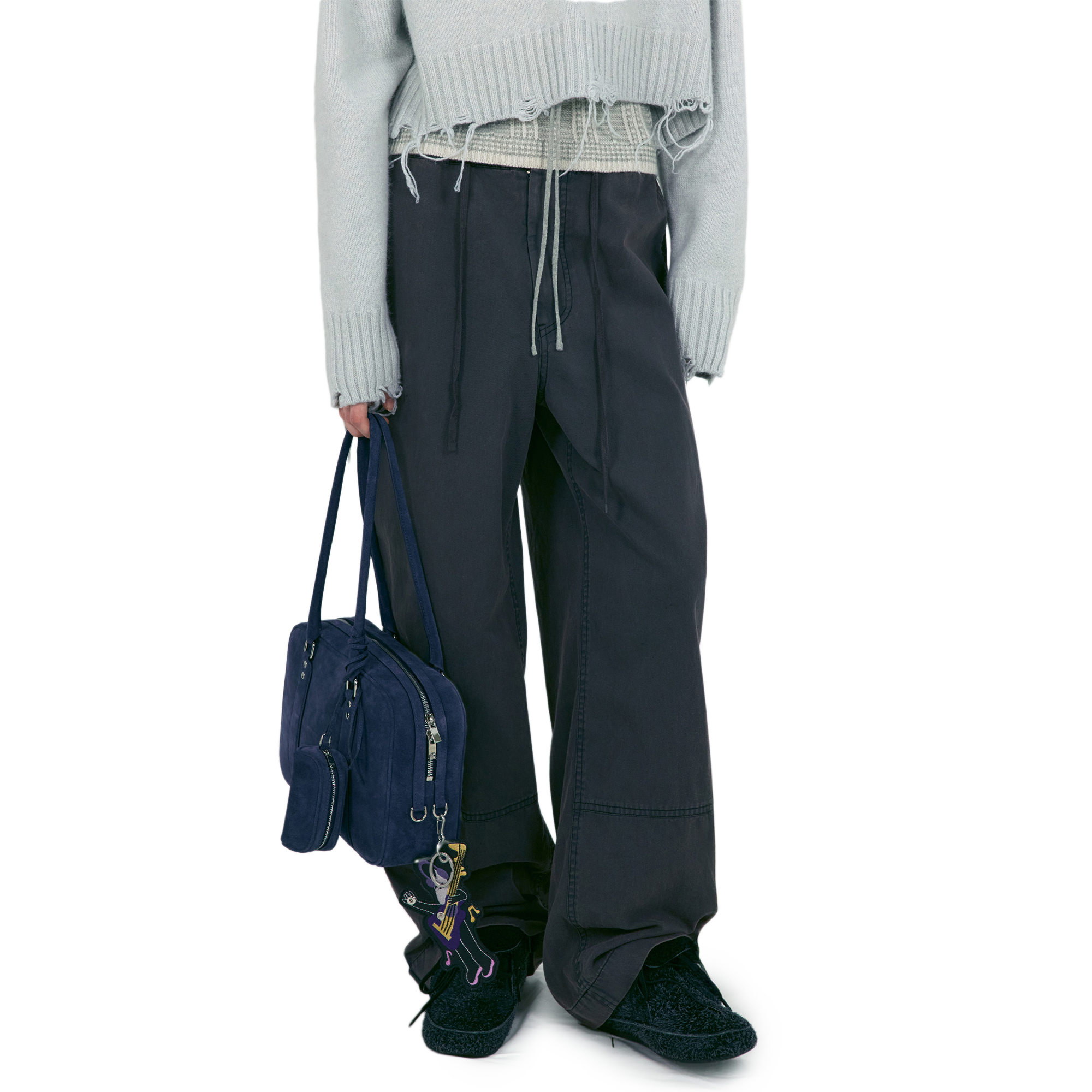 Low Classic Women's Washed Cotton Wide Pants Charcoal Brown