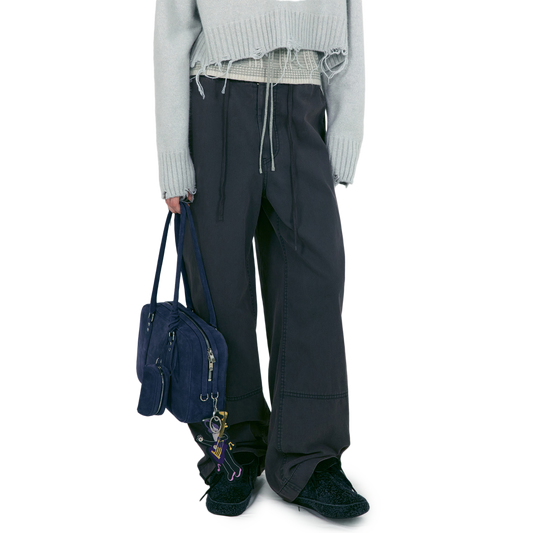 Low Classic Women's Washed Cotton Wide Pants Charcoal Brown