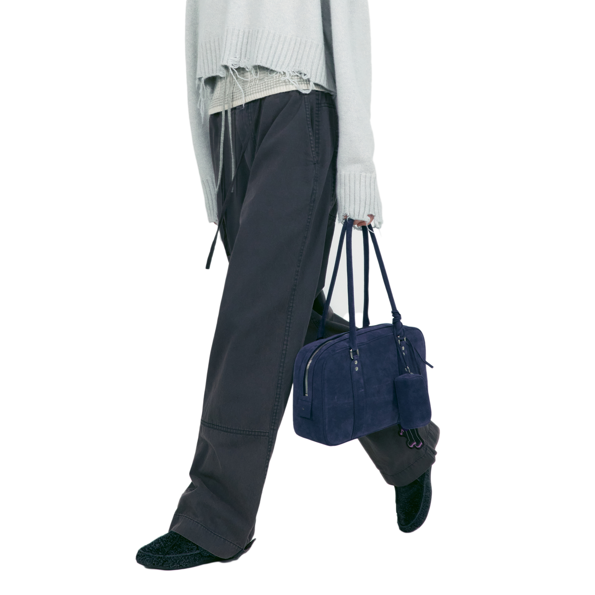 Low Classic Women's Washed Cotton Wide Pants Charcoal Brown