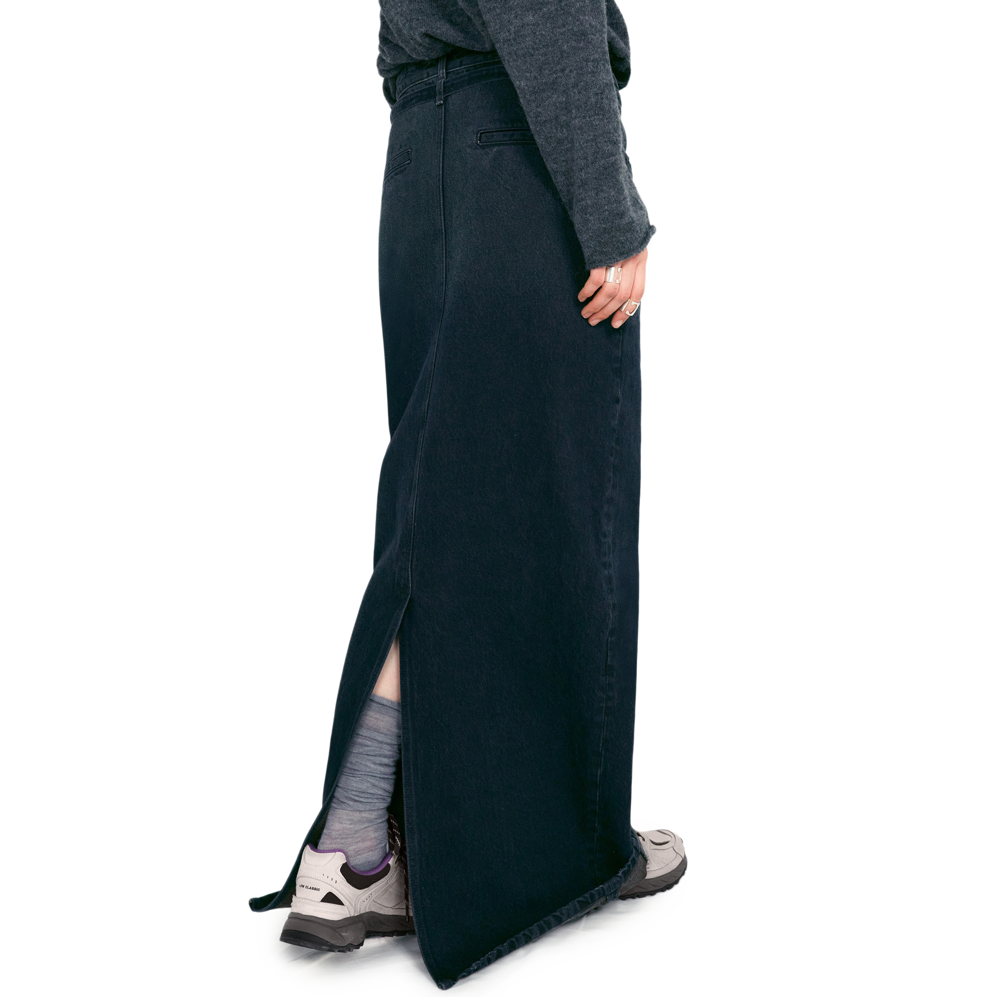 Low Classic x 17End Denim Maxi Skirt Mahogany Blue