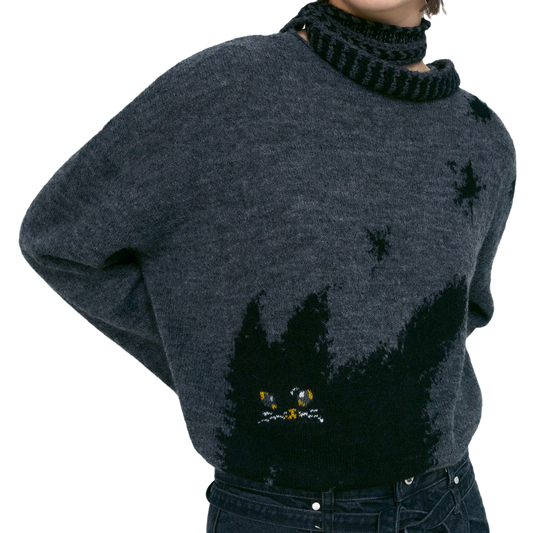 Low Classic x Uou Cute Dandelion Cat Knit Charcoal
