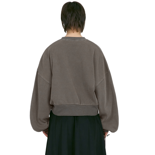 Low Classic x Uou Cute Washed Rockstar Cat Sweatshirt Charcoal Brown