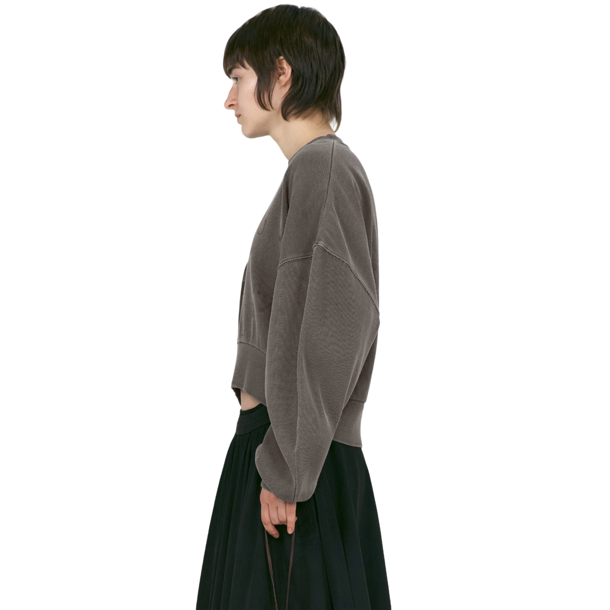 Low Classic x Uou Cute Washed Rockstar Cat Sweatshirt Charcoal Brown