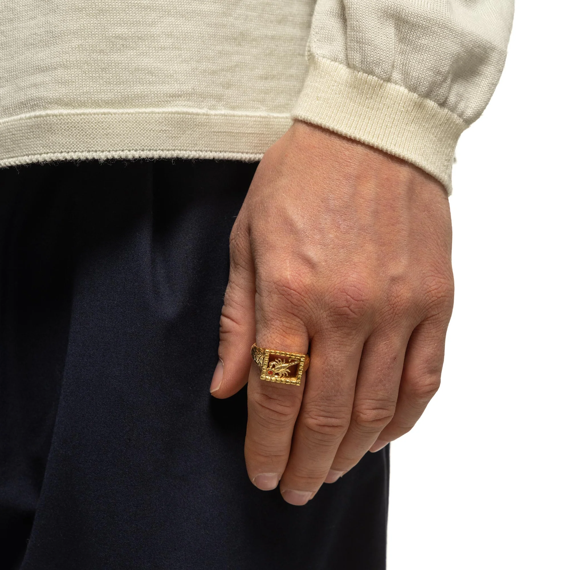 Maple Scorpio Signet Ring 14k Gold Plate/Citrine