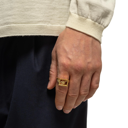 Maple Scorpio Signet Ring 14k Gold Plate/Citrine