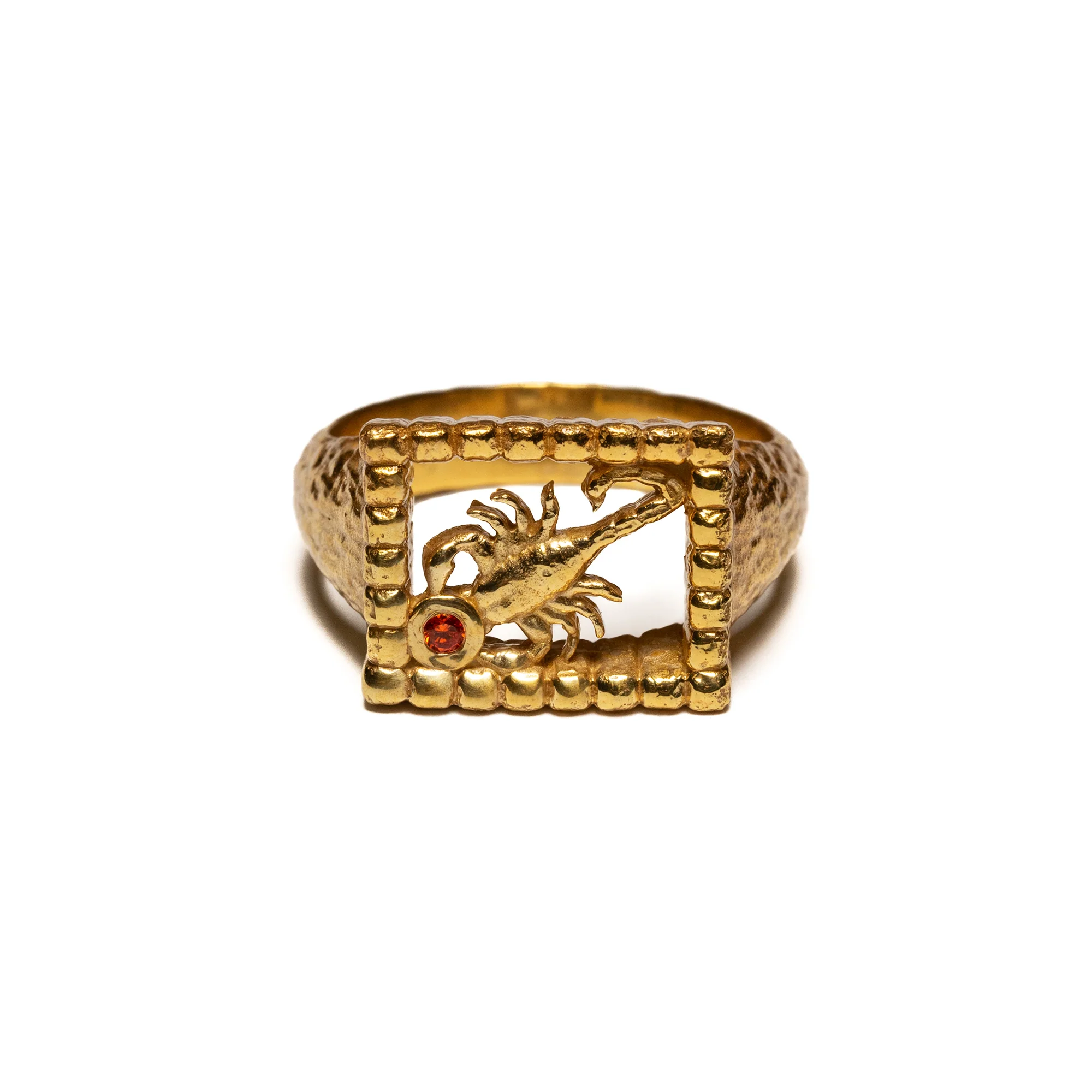 Maple Scorpio Signet Ring 14k Gold Plate/Citrine