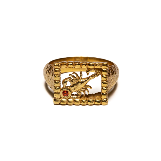 Maple Scorpio Signet Ring 14k Gold Plate/Citrine