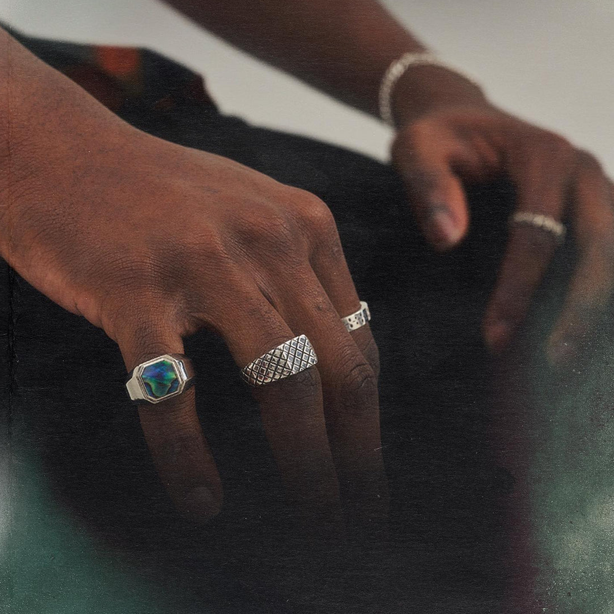 Maple Duppy Signet Ring 14k Gold Plate/Abalone Shell