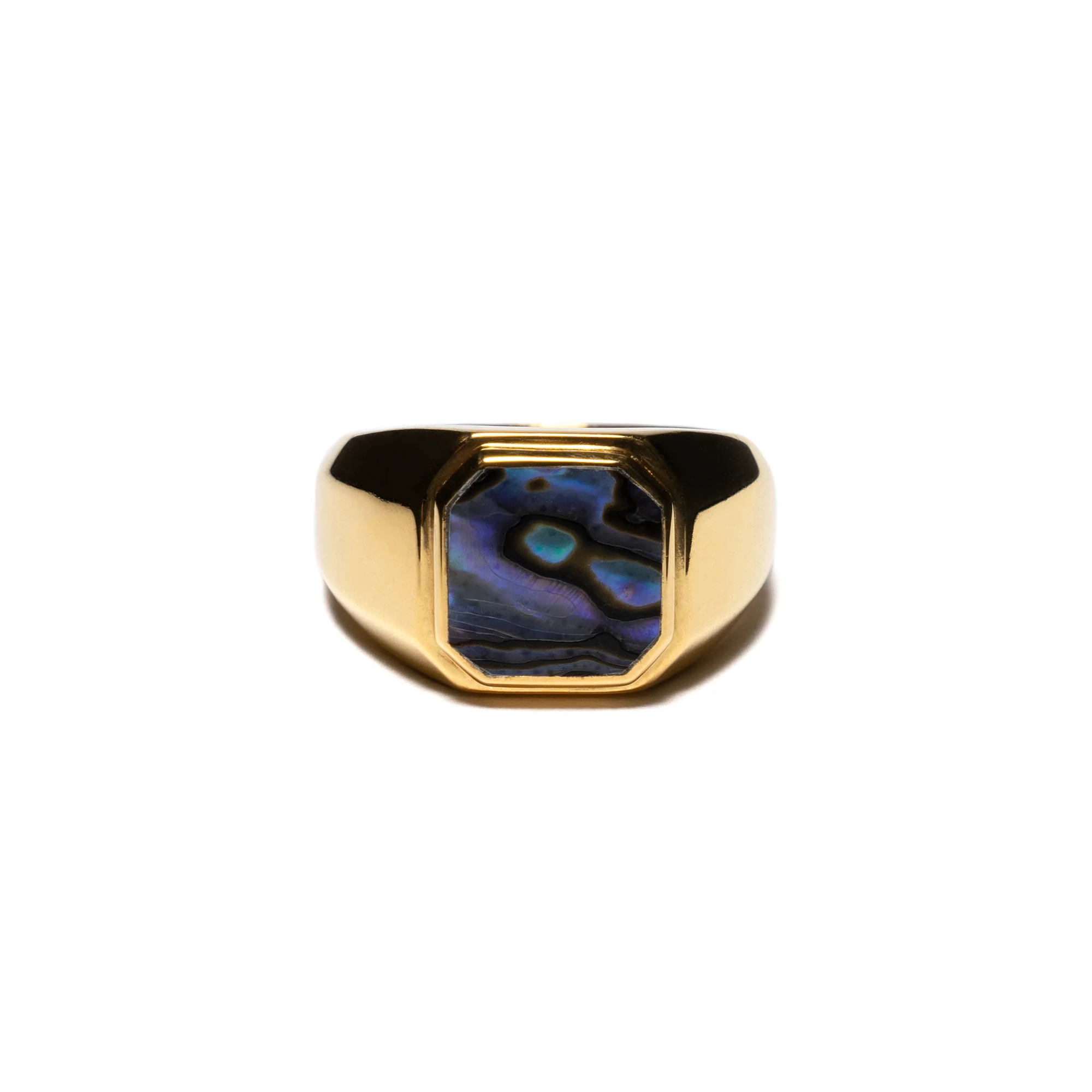 Maple Duppy Signet Ring 14k Gold Plate/Abalone Shell