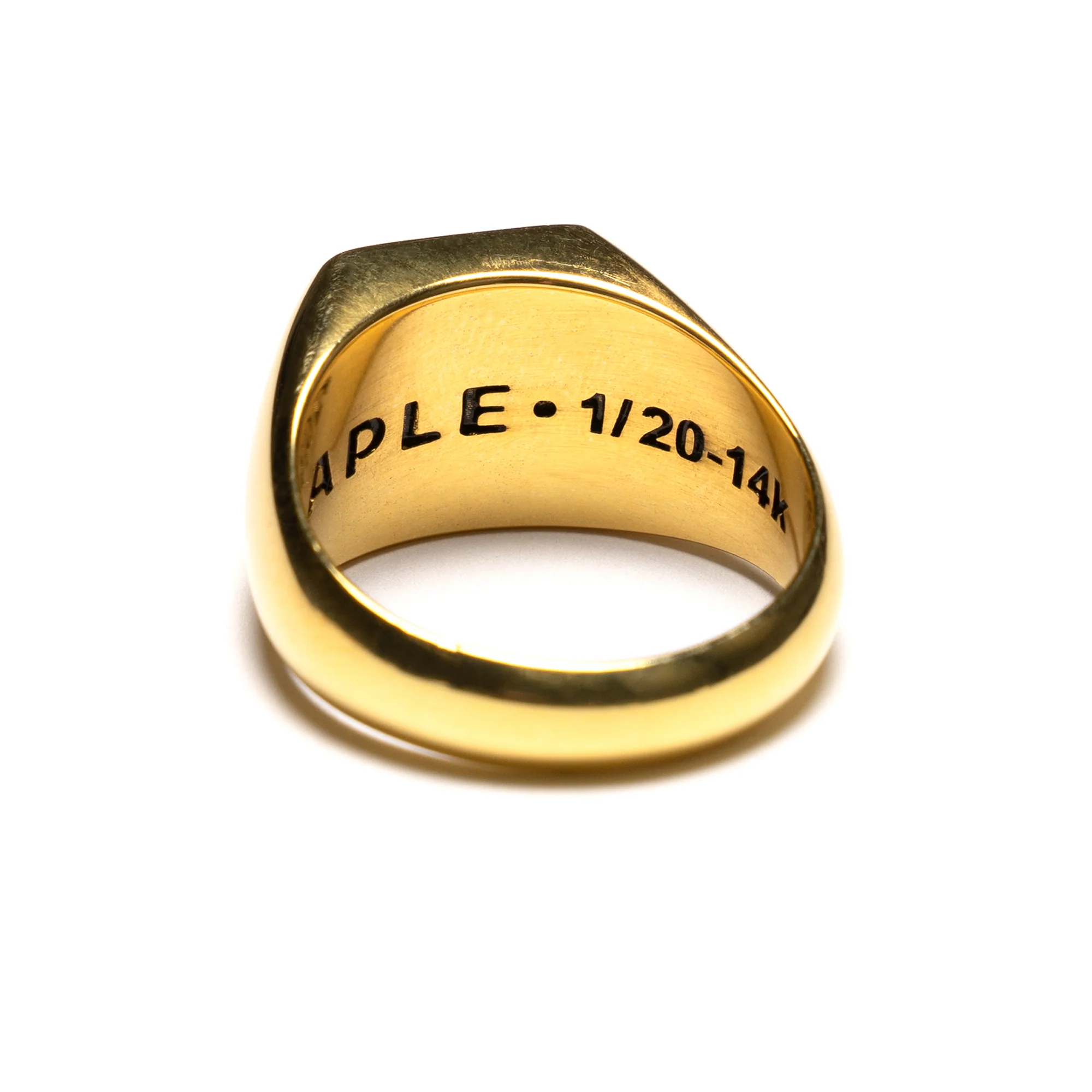 Maple Floral Signet Ring 14k Gold Plate/Green Enamel