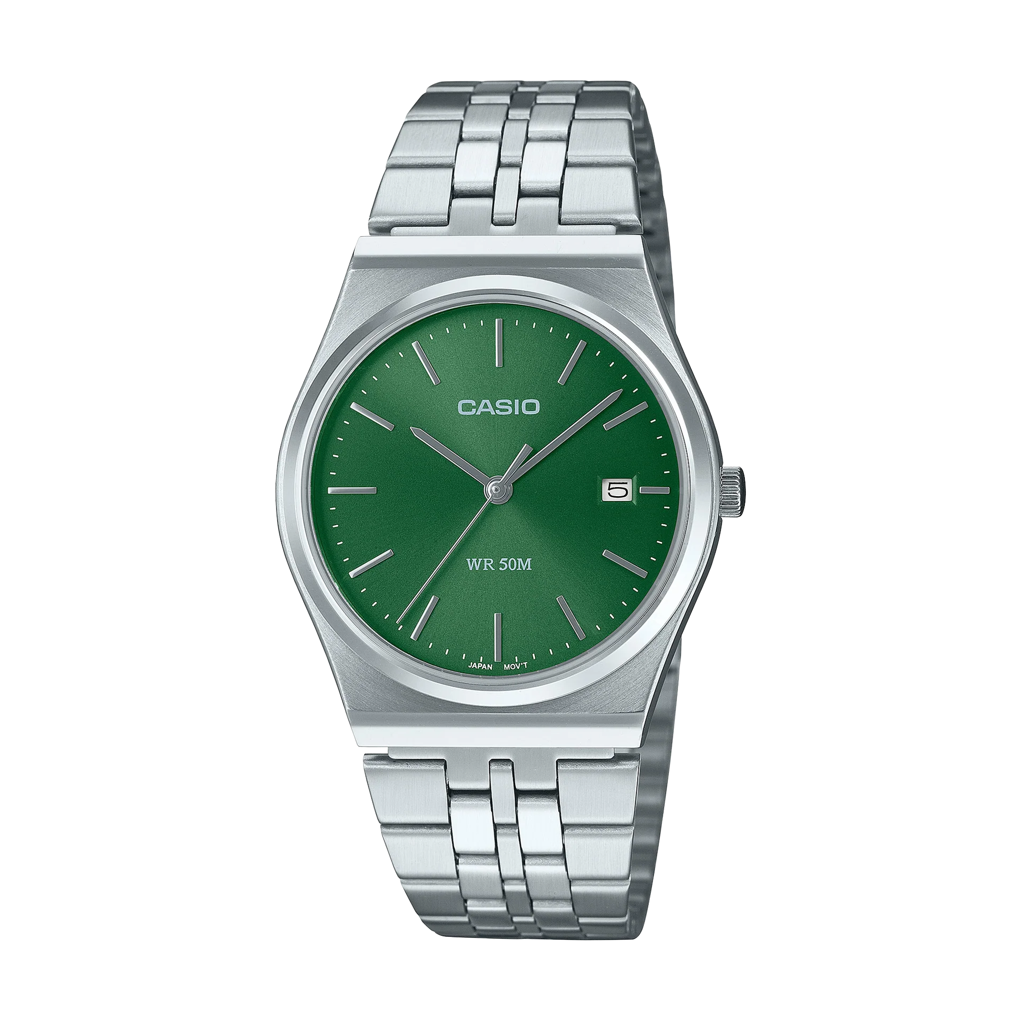 Casio Analogue Retro Green Face/ S/Steel Band MTPB145D-3A