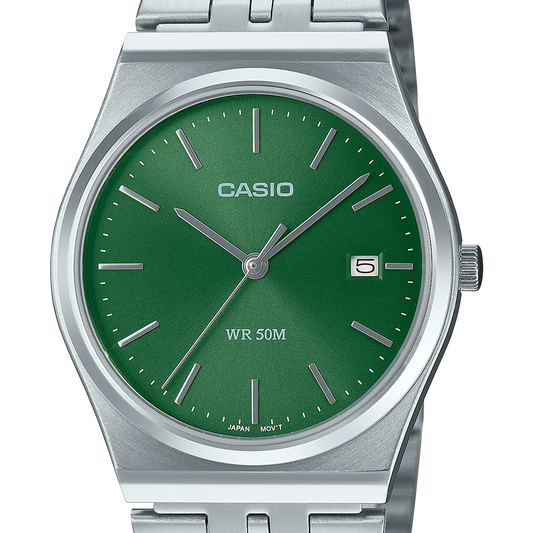 Casio Analogue Retro Green Face/ S/Steel Band MTPB145D-3A
