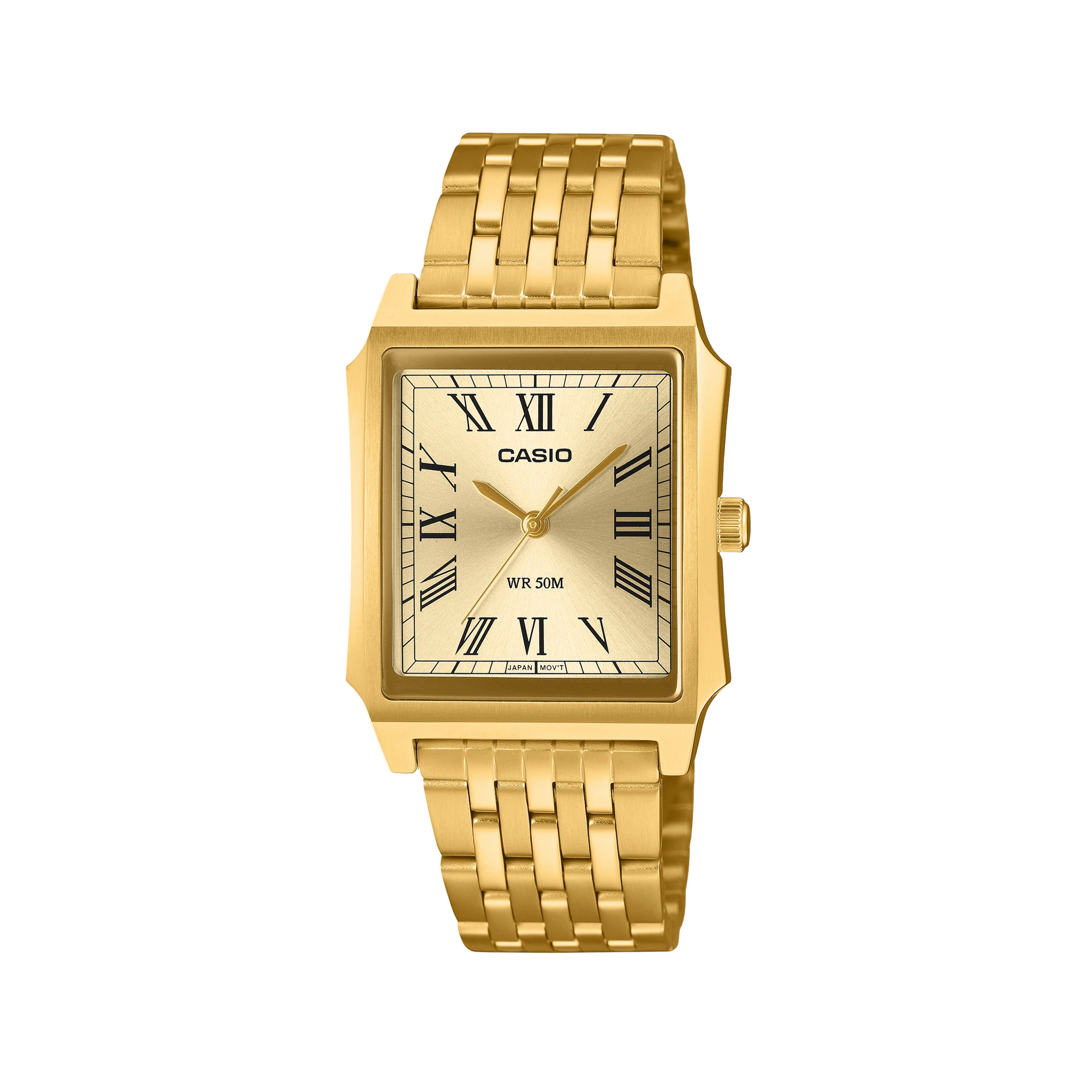 Casio Analogue Stainless Steel Gold Dial Quartz MTPB190G-9B