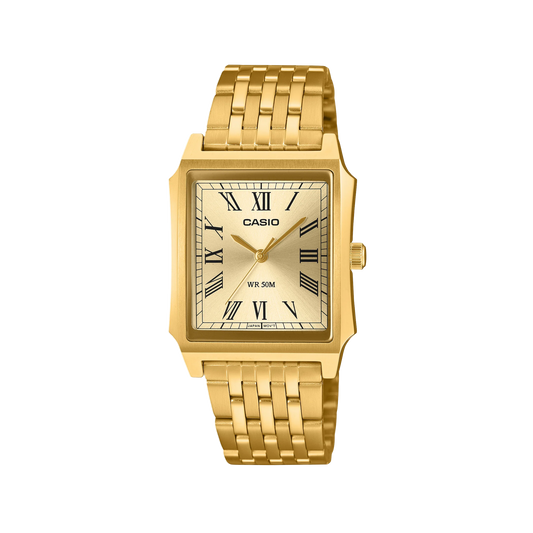 Casio Analogue Stainless Steel Gold Dial Quartz MTPB190G-9B