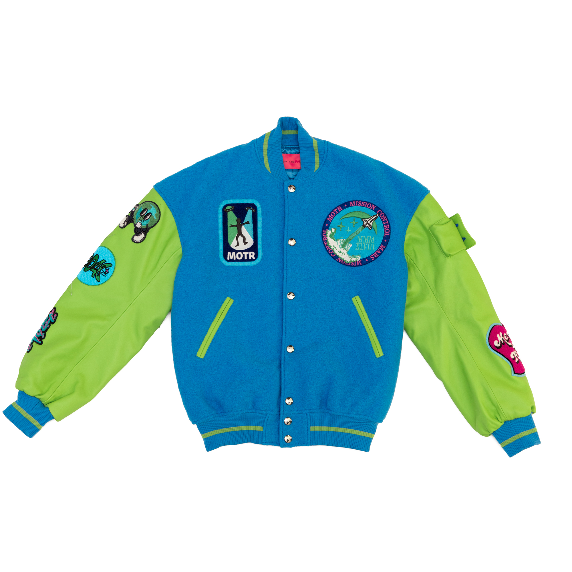 Members Of The Rage Oversized Varsity 1 Turquoise/Acid Lime