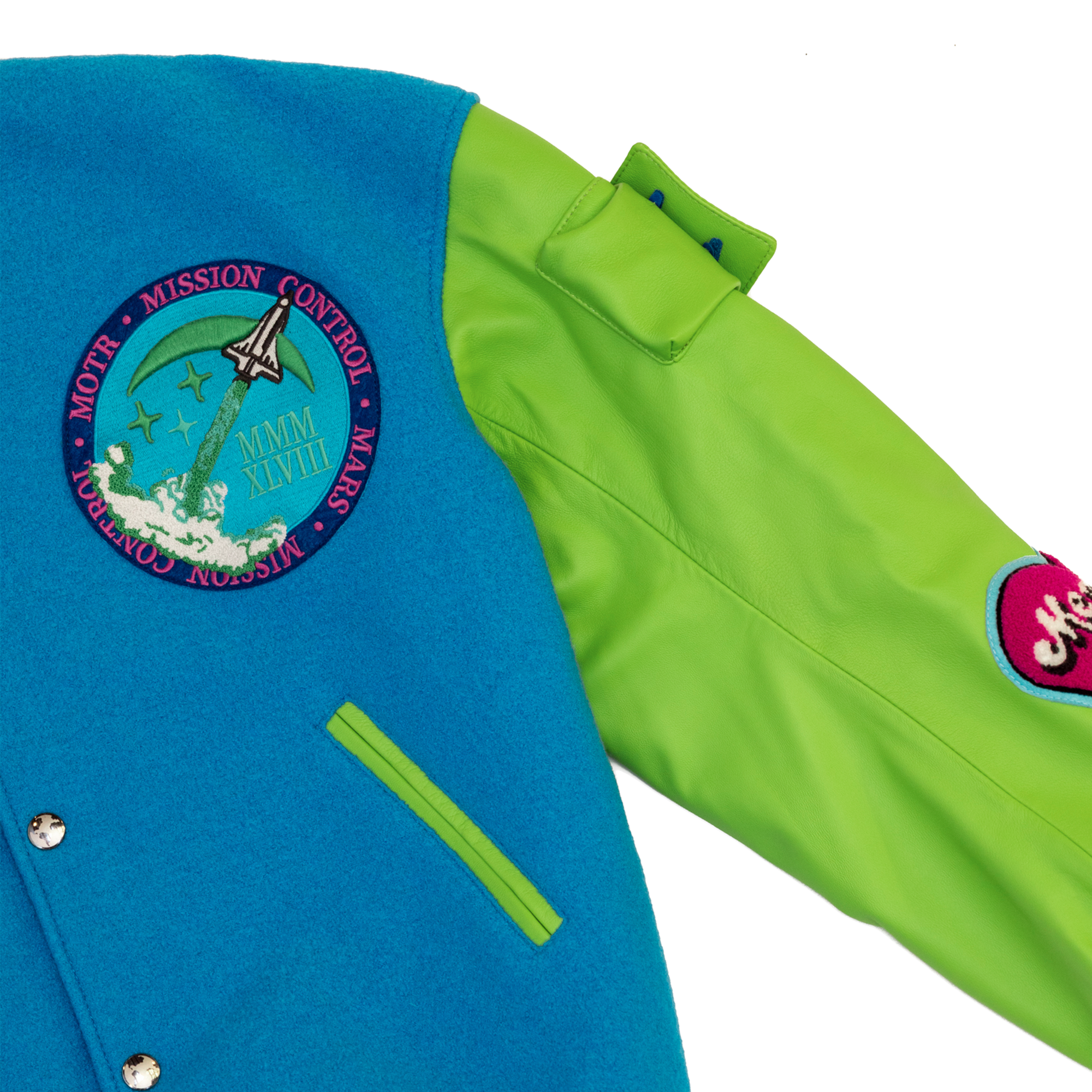 Members Of The Rage Oversized Varsity 1 Turquoise/Acid Lime