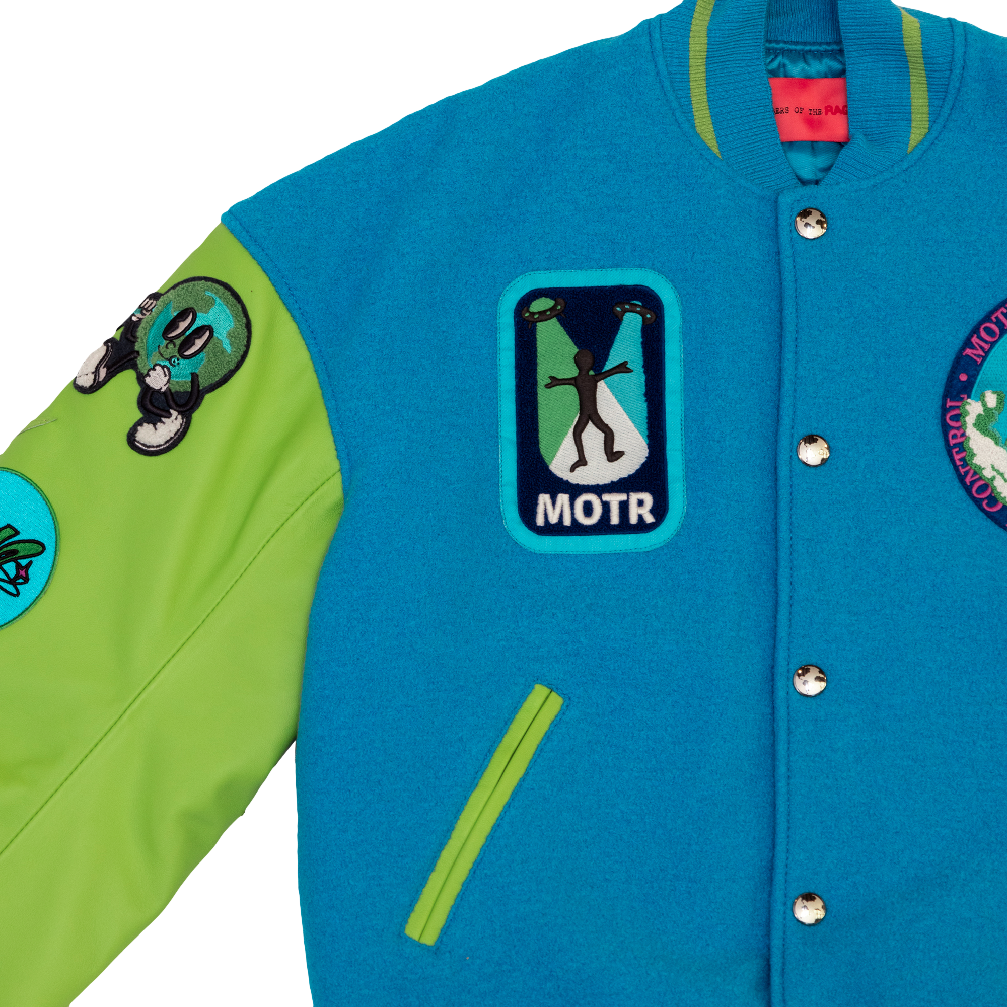 Members Of The Rage Oversized Varsity 1 Turquoise/Acid Lime