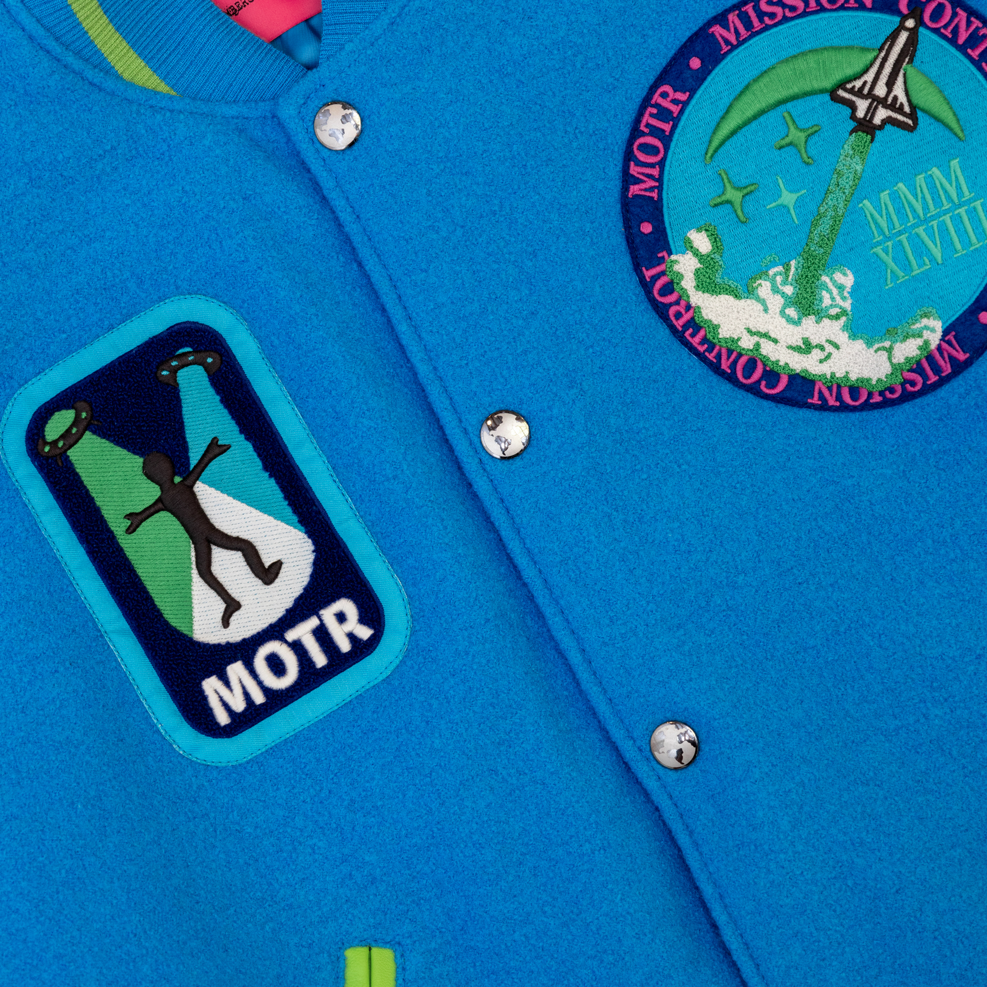 Members Of The Rage Oversized Varsity 1 Turquoise/Acid Lime