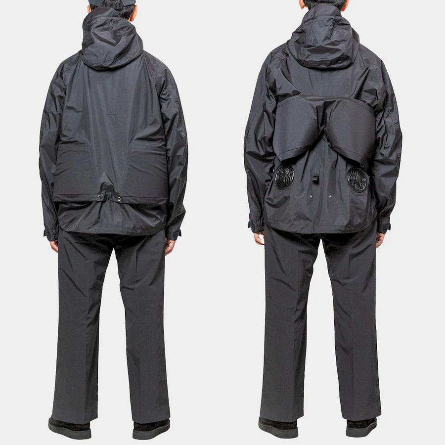 Meanswhile Air Circulation System Rain Jacket Off Black