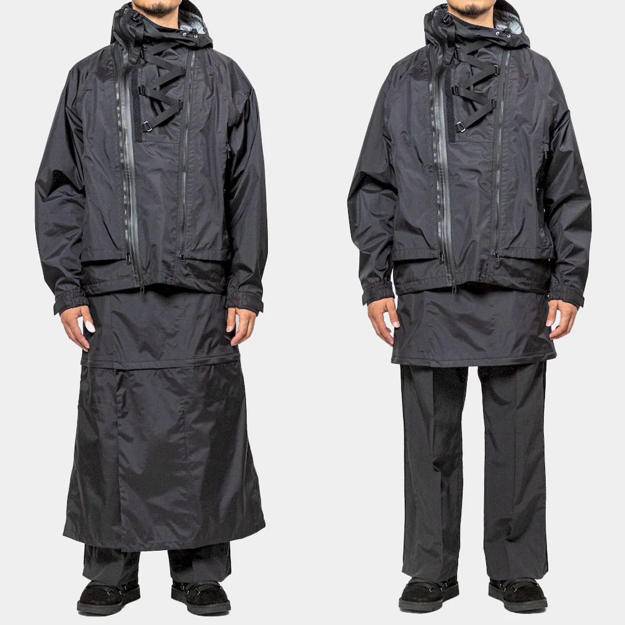 Meanswhile Women's 3 Layer Wrap Skirt Off Black