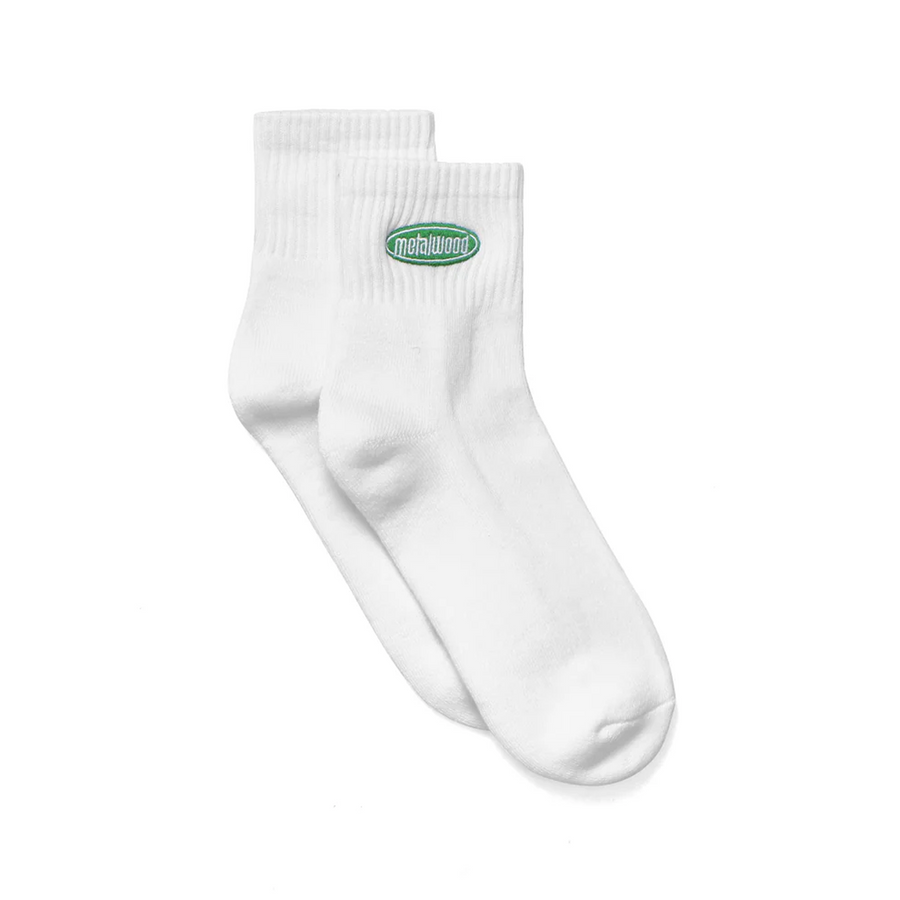 Metalwood Oval Logo Quarter Sock White