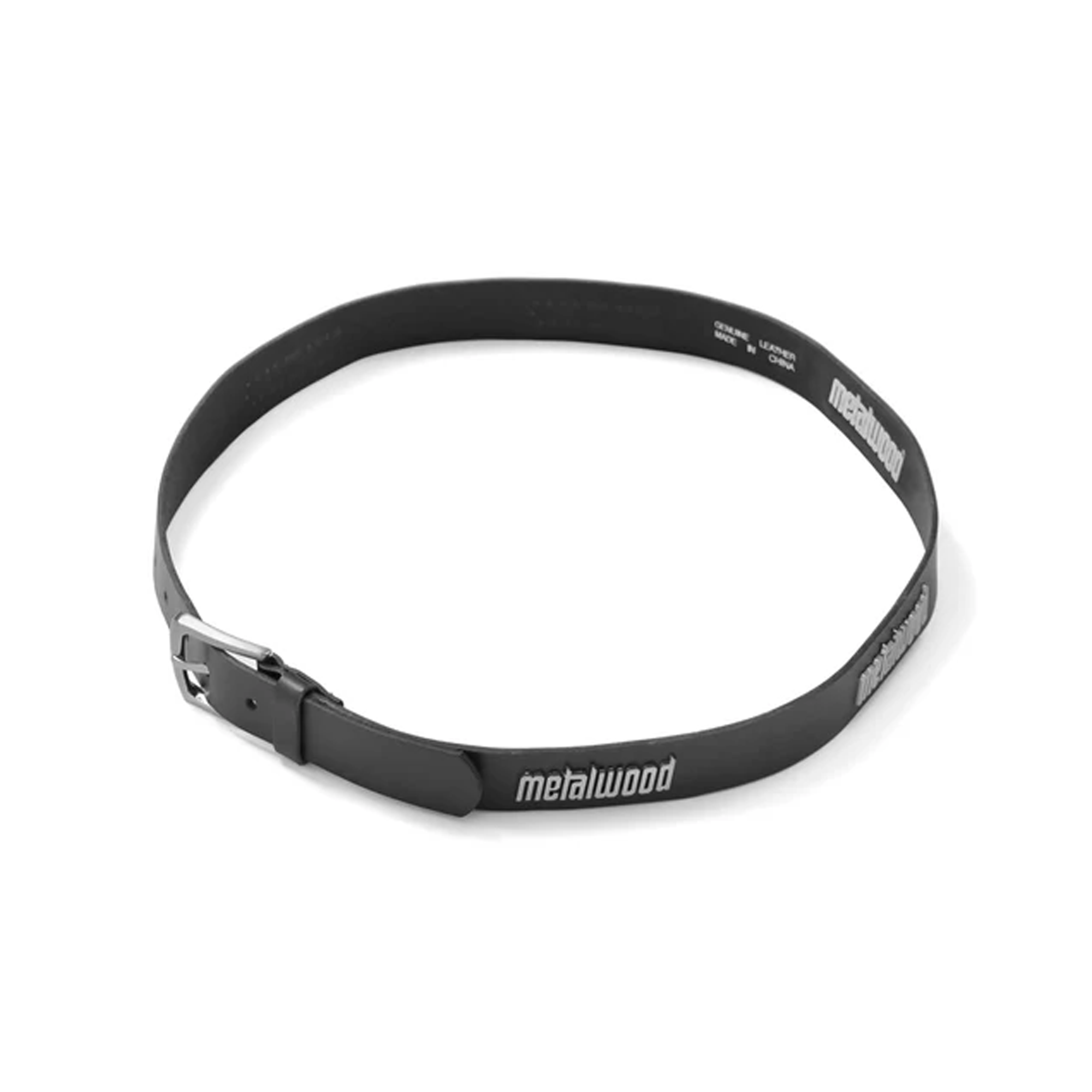 Metalwood Metal Logo Leather Stud Belt Black S/M